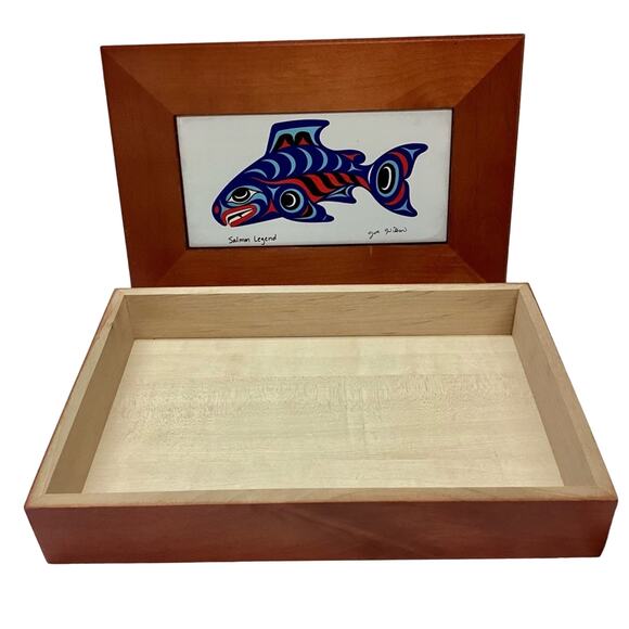 Vintage Wood Ceramic Tile Box by Joe Wilson - Picture 4 of 6